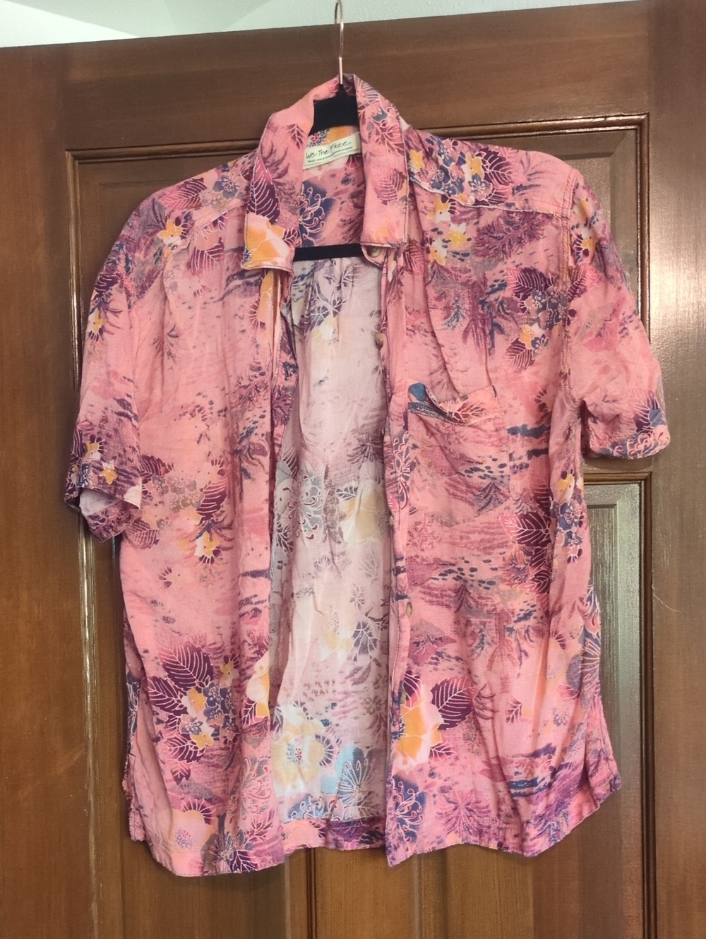 We The Free Pink Floral Button-Up Blouse